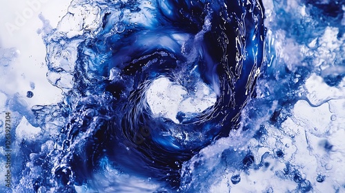 Abstract swirling blue water splash photo