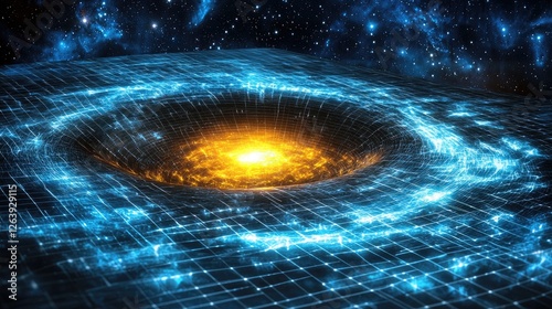 Stunning visualization of a cosmic black hole surrounded by swirling stars and galaxies