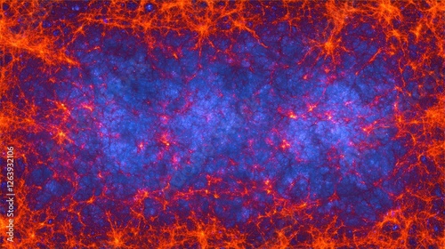 Cosmic web structure depicting the universe's large-scale structure with vibrant colors