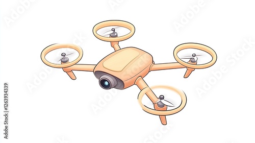 Aerial drone with four propellers and a camera, showcasing modern technology in flight