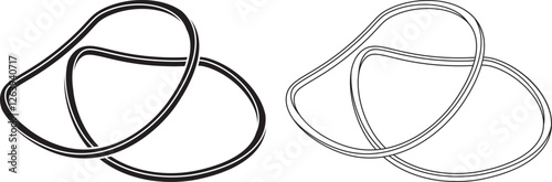 outline silhouette rubber band icon set