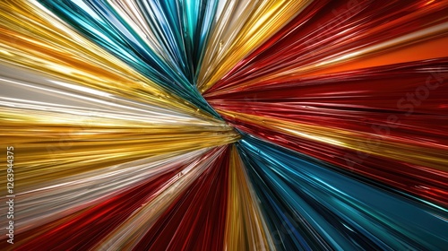 Vibrant abstract swirl of metallic colors creating a dynamic visual effect in a digital space