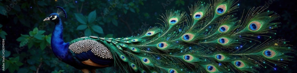 Obraz premium Stunning peacock tail and feathers , colorful, bird, nature