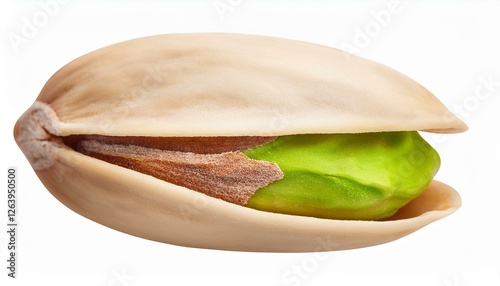 Close-up of a single pistachio nut in its shell isolated on transparent background photo