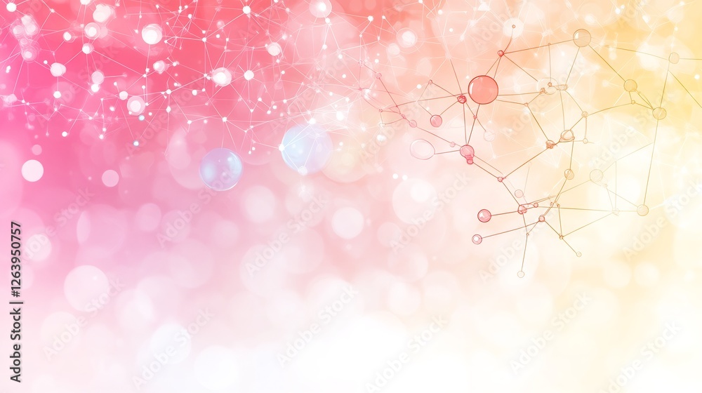 Fototapeta premium Soft pastel hues gently illuminate abstract network design. AI Generated