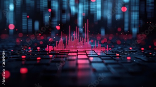 Wallpaper Mural Futuristic city skyline with digital financial data visualization and glowing neon lights representing the cyber economy revolution and the rise of digital currencies Torontodigital.ca