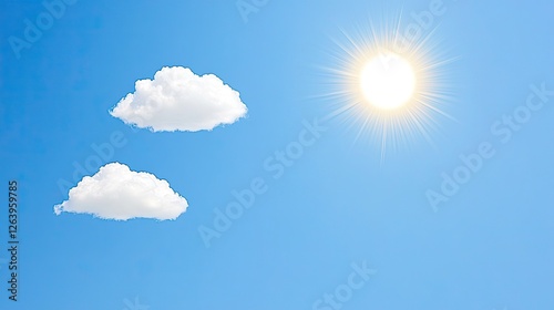 Bright sunny day with a clear blue sky and fluffy clouds, perfect for outdoor activities