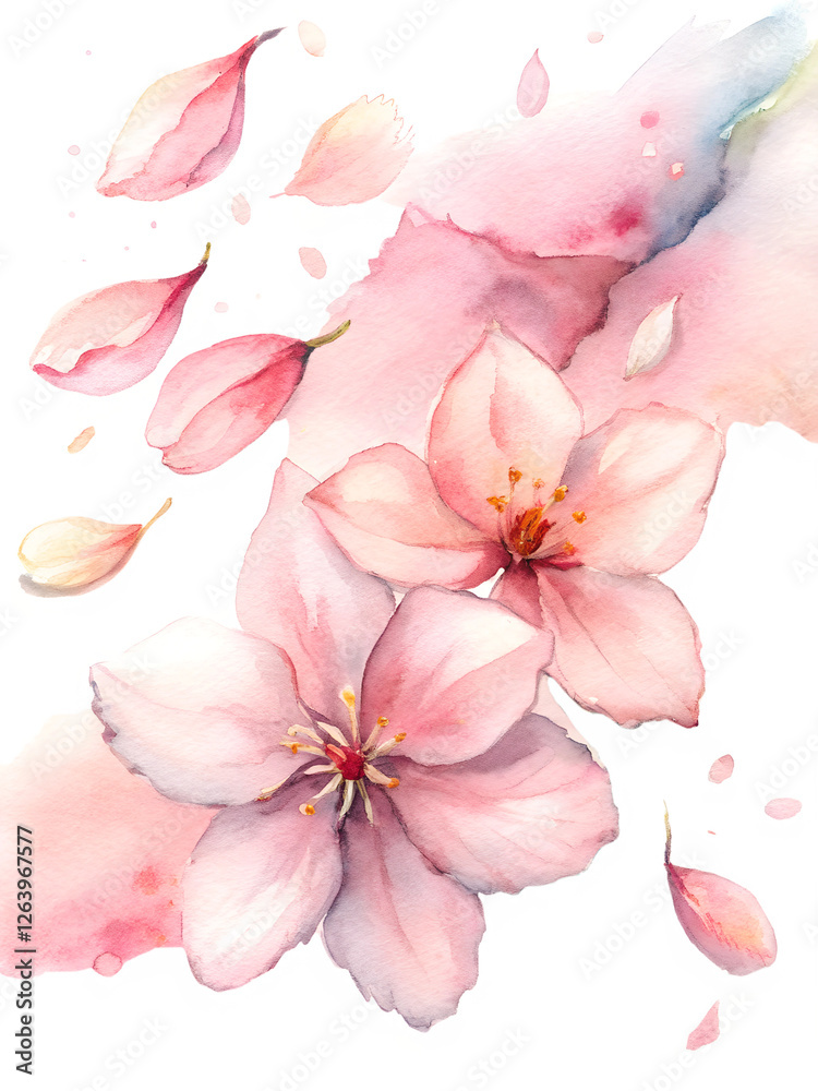 Delicate Sakura Blossom and Petals Isolated on Transparent Background. PNG Delicate Sakura Blossom and Petals Isolated on Transparent Background. PNG