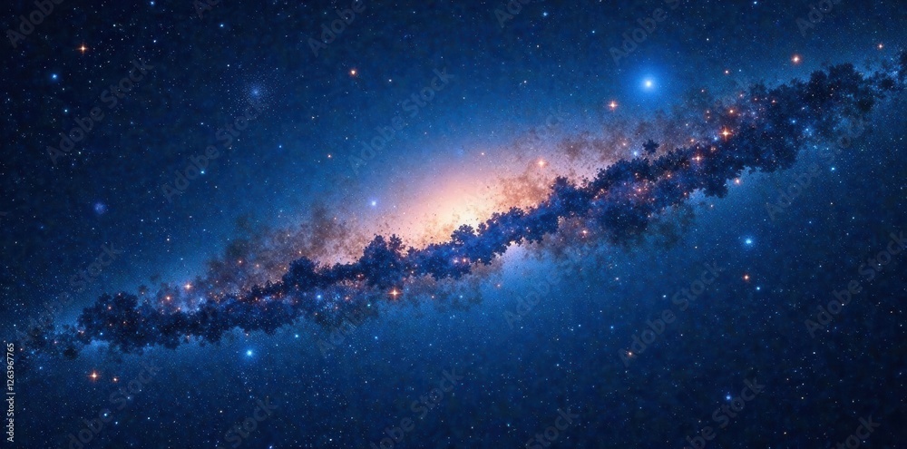 Fototapeta premium Vast Milky Way galaxy with stars and space dust in the dark blue universe background , galaxy, cosmic, space