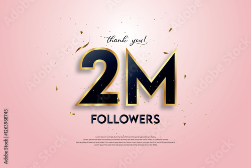 2M followers celebration with beautiful background. design vector.	
