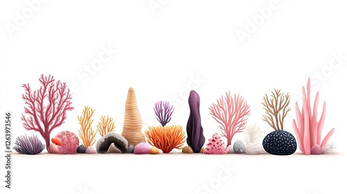 Colorful coral reef illustration showcasing diverse marine life with vibrant textures and shapes
