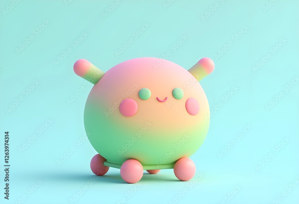 Fototapeta premium Cute Cartoon Character Illustration with Pastel Colors and Cheerful Expression