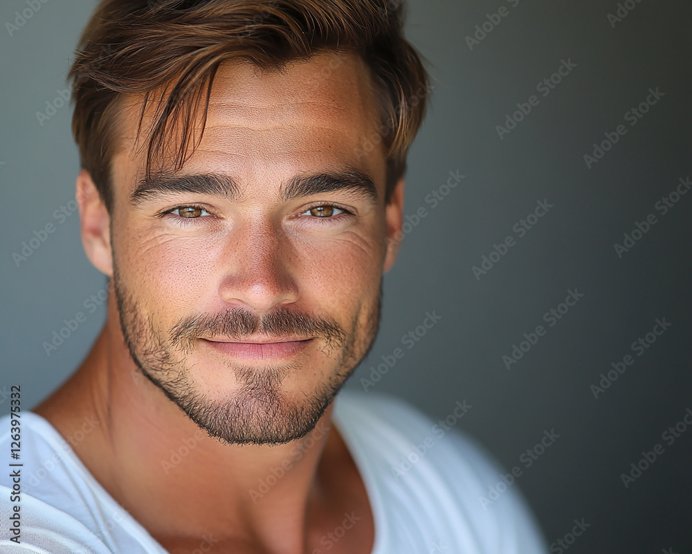 Fototapeta premium Man portrait on white background 