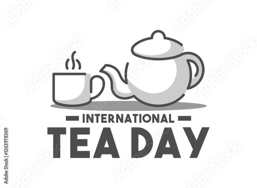 International Tea Day. May 21. Teapot and glass of hot tea line icon. Line design vector. Doodle. White background. Poster, banner, card, background.