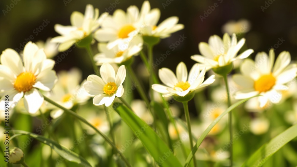 Field of Delicate White Daisies in Sunlight Field of Delicate White Daisies in Sunlight