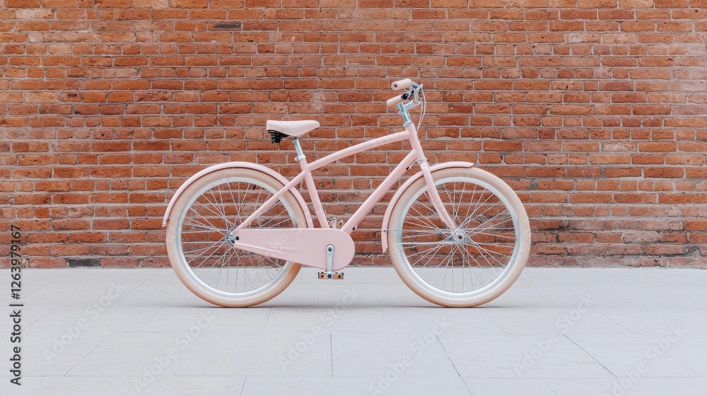 Pink Bicycle Against Brick Wall Pink Bicycle Against Brick Wall