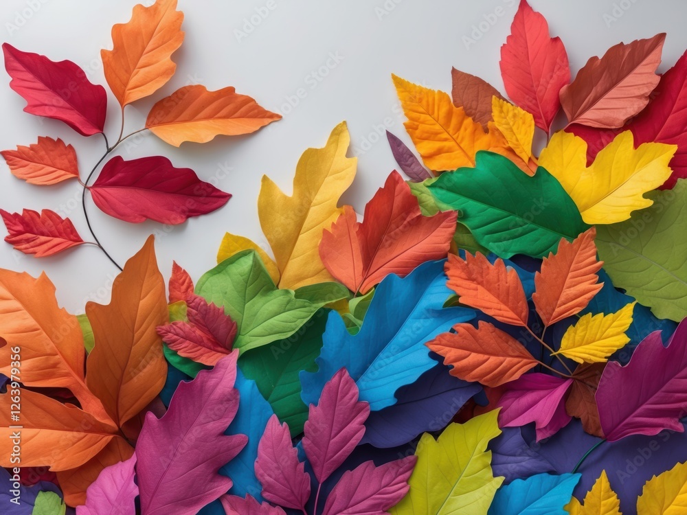 Rainbow Autumn Leaves Flat Lay Rainbow Autumn Leaves Flat Lay