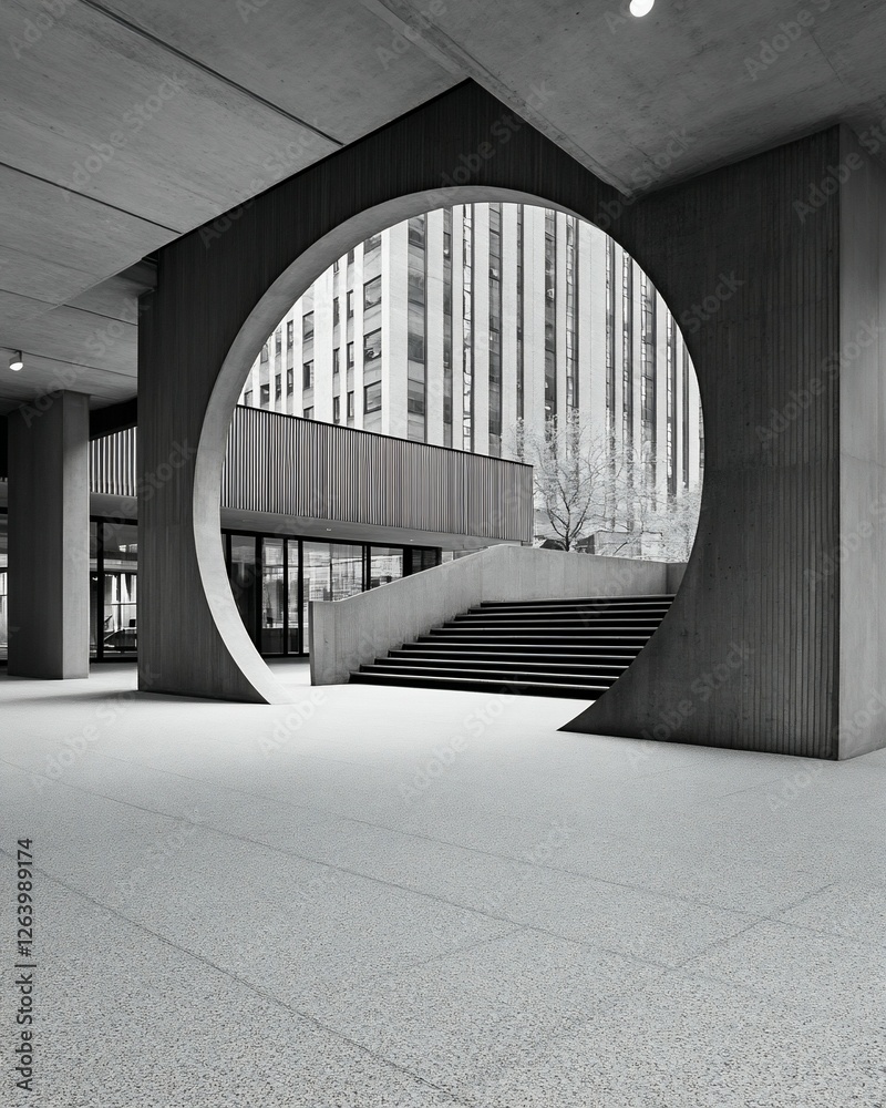 Fototapeta premium City building circular window stairs