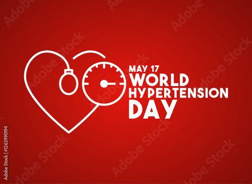 World Hypertension Day. May 17. Tensiometer line icon.