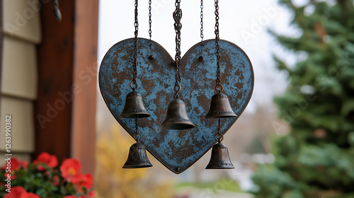  vintage heart wind chime
