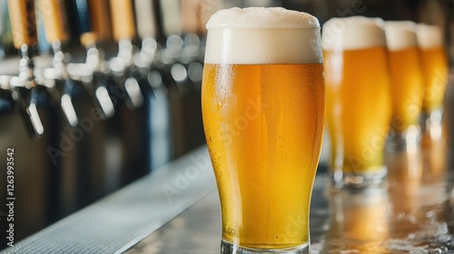 Refreshing craft beer served in a chilled glass, perfect for summer gatherings or relaxing evenings. photo
