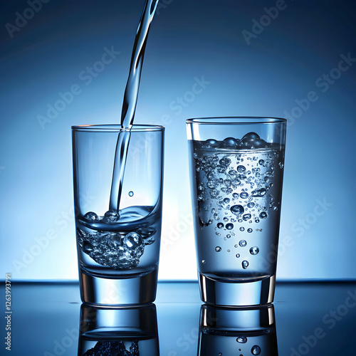 a glass of water is poured into a glass