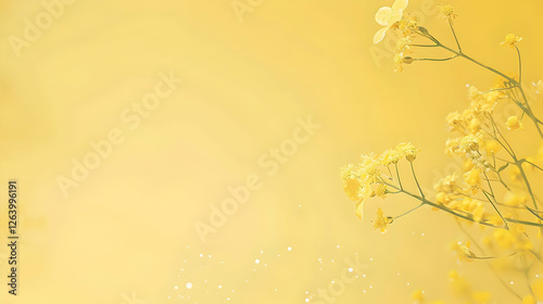 Soft yellow floral background with delicate flowers and a dreamy ambiance, ideal for spring themes