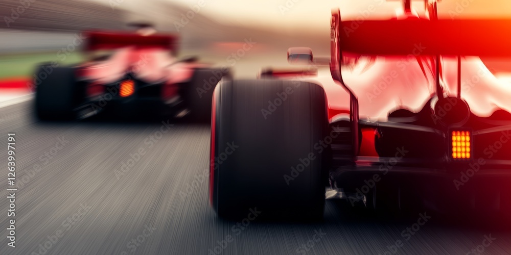 Obraz premium A race between F1 cars at Silverstone, the world's oldest Grand Prix circuit.