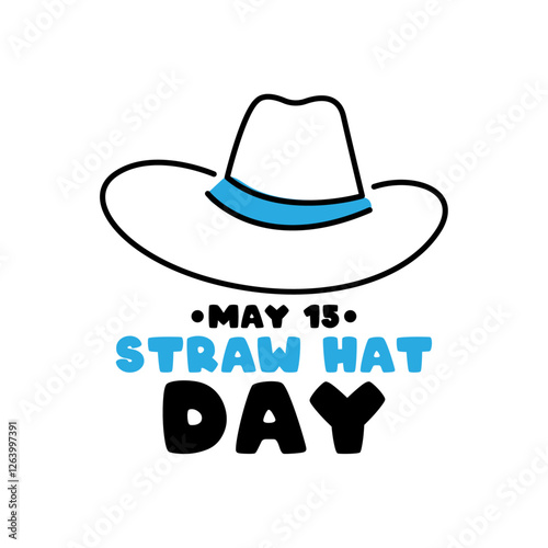 Vector Illustration of Straw Hat Day. May 15. Straw hat line icon on white background. Poster, banner, card, background.