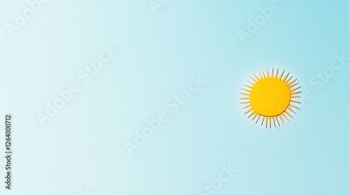 Bright yellow sun icon against a soft blue background, symbolizing warmth and positivity