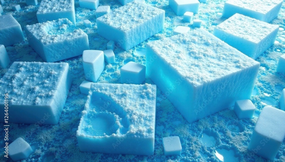 Glacial ice surface with geometric blue patterns, blue, ice, frosty Glacial ice surface with geometric blue patterns, blue, ice, frosty