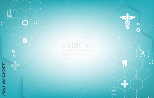 blue modern vector medical background.gemetric hexagon.miidcal icons.blue wallpaper