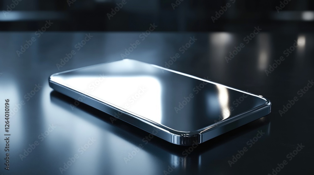 A 3D rendering of a sleek modern digital silver tech device, showcasing its polished surface and futuristic design. A 3D rendering of a sleek modern digital silver tech device, showcasing its polished surface and futuristic design.