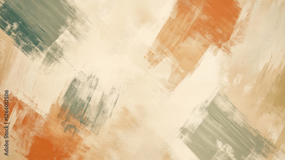 Fototapeta premium A canvas with an irregular grid pattern, full of bold, rough brushstrokes in earthy tones, reflecting modern abstract art.