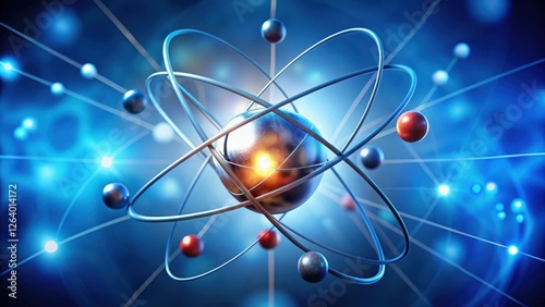 atom in close-up showing nucleus and electron cloud, microscopy, electron orbit, microscopy,electron orbit,energy levels