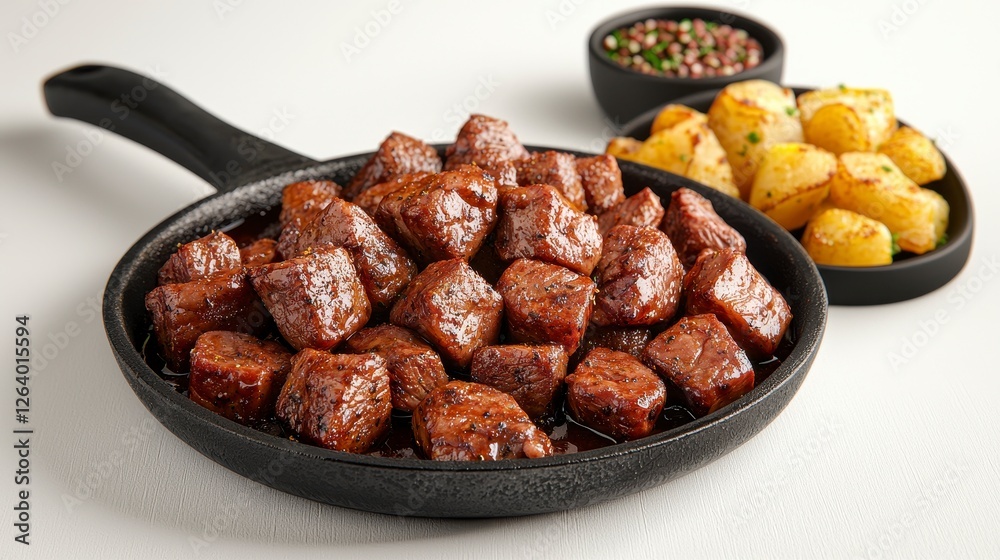 Browned Glazed Cubed Steak with Roasted Potatoes Browned Glazed Cubed Steak with Roasted Potatoes