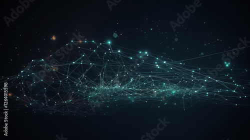 Abstract lines and dots connection background. Technological connection digital data and big data concept. Created with Generative AI Technology	
