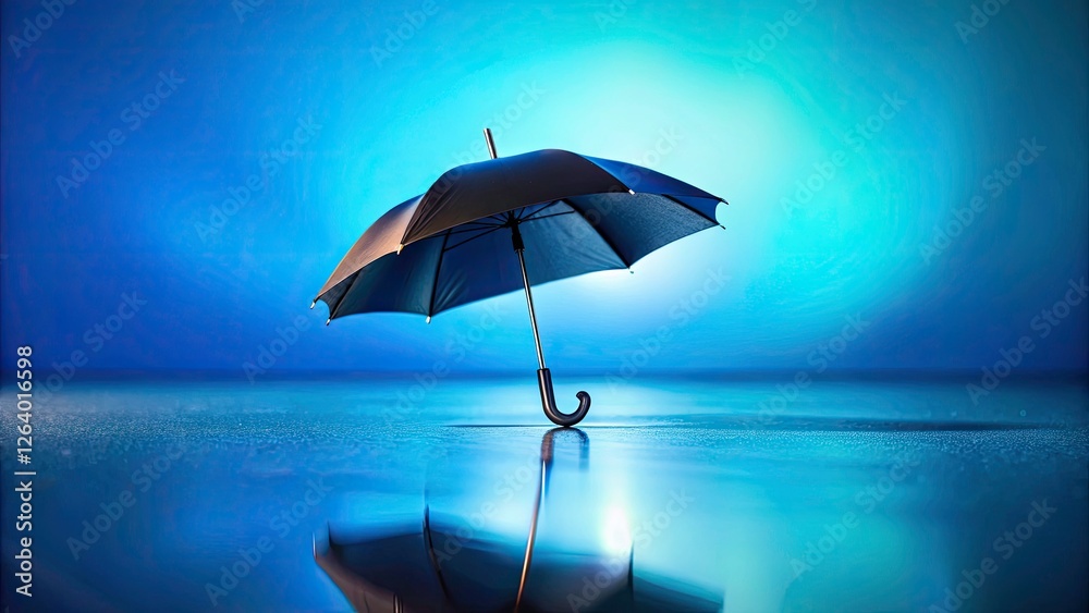 custom made wallpaper toronto digitalTilt-Shift Minimalist Business Photo: Black Umbrella Reflection Blue Background
