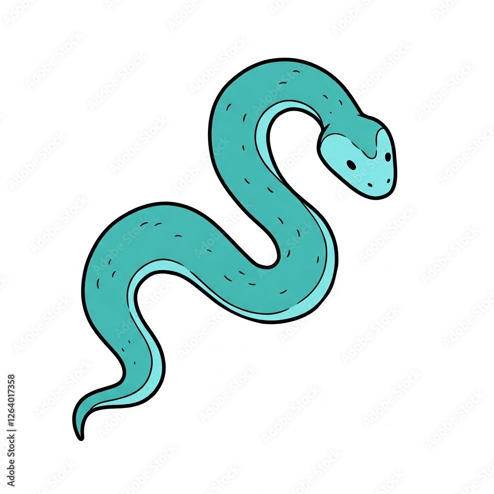 A cool-colored snake. White background. A cool-colored snake. White background.