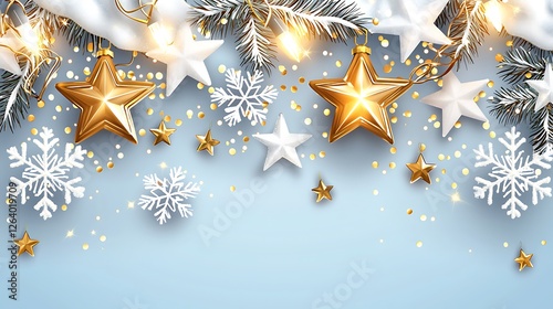 Festive Christmas Stars and Snowflakes Background