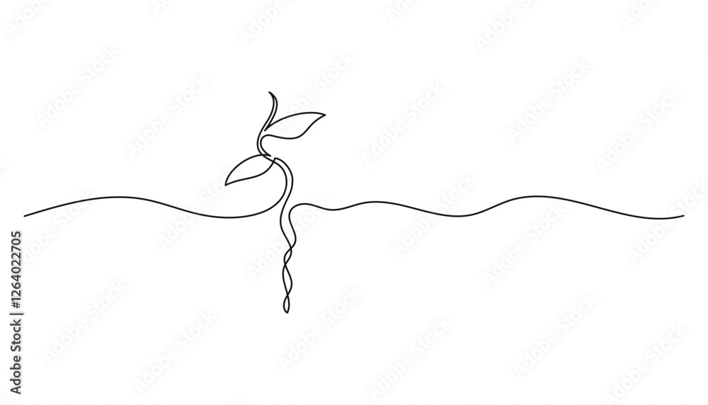 Growing Sprout One Line Art . Hand drawn vector Illustration Growing Sprout One Line Art . Hand drawn vector Illustration