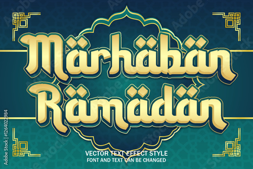 marhaban ramadan islamic typography editable text effect font style template design background