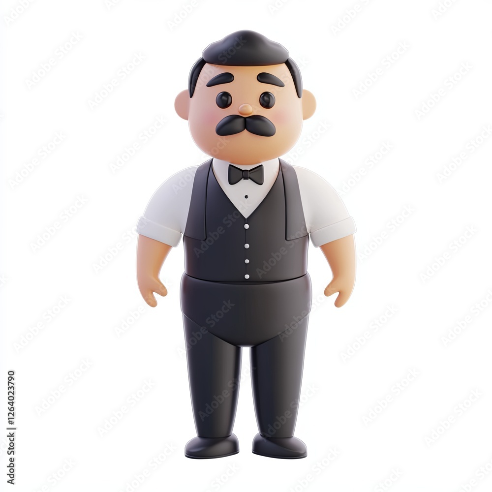 bartender, 3d style imitation, cartoon icon, white background bartender, 3d style imitation, cartoon icon, white background