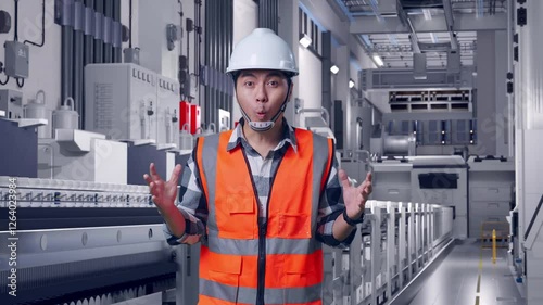 Wallpaper Mural Asian Male Engineer With Safety Helmet Smiling To Camera And Saying Wow While Standing At Pharmaceutical Factory, Vaccine Production Facility Torontodigital.ca