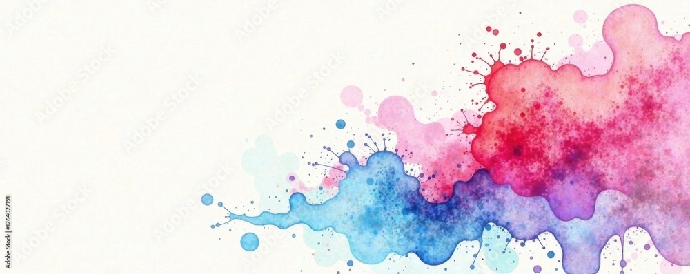Obraz premium Whimsical watercolor splashes on a white background, splash, playful, light