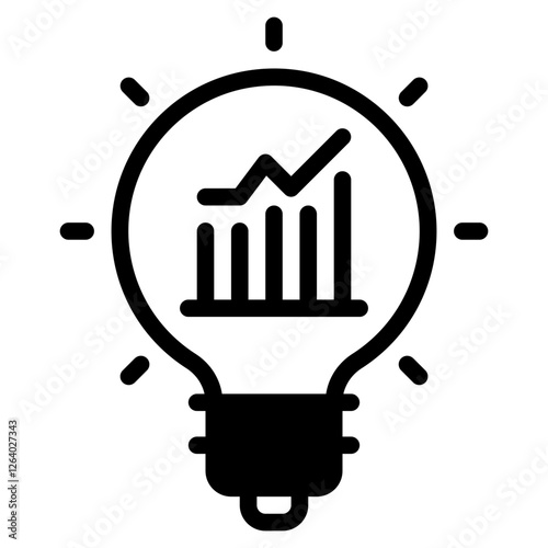 Light Bulb Icon with Growth Chart for Innovation