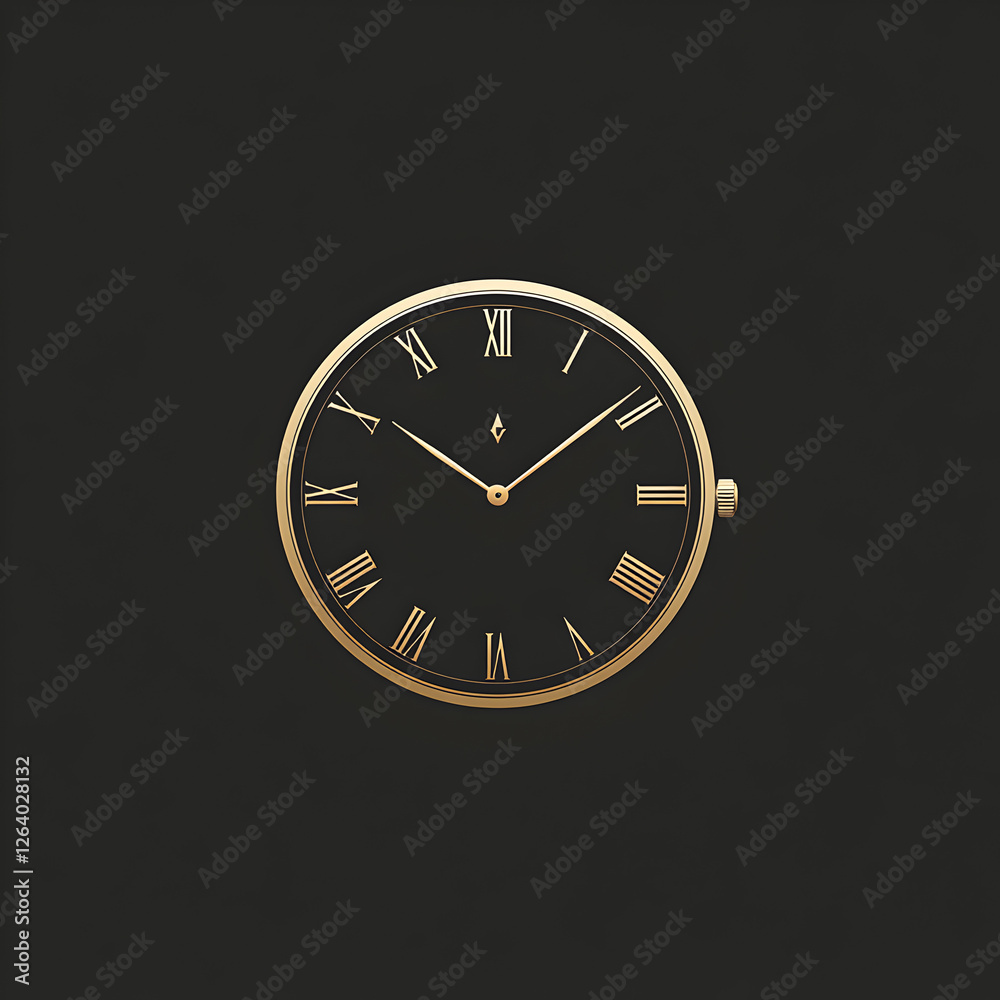 Elegant Gold Roman Numeral Clock Face Design Elegant Gold Roman Numeral Clock Face Design
