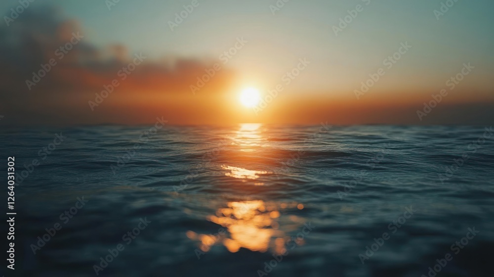 Fototapeta premium Sunset over the ocean with calm waves and warm colors