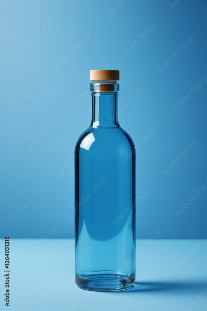 there is a blue glass bottle with a wooden lid there is a blue glass bottle with a wooden lid