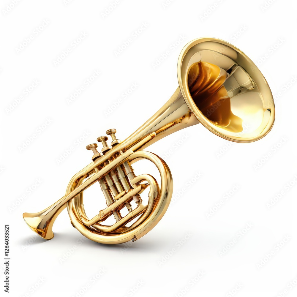 Naklejka premium an AI Image Generator, Golden Brass Horn Instrument